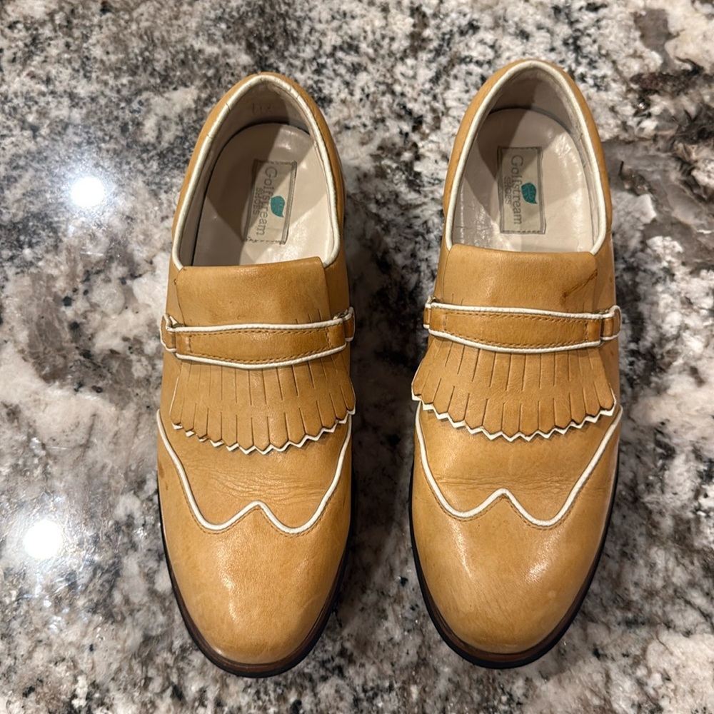 Golfstream Kiltie Women's Golf Shoes (Camel/Cream, 11.5 Medium)